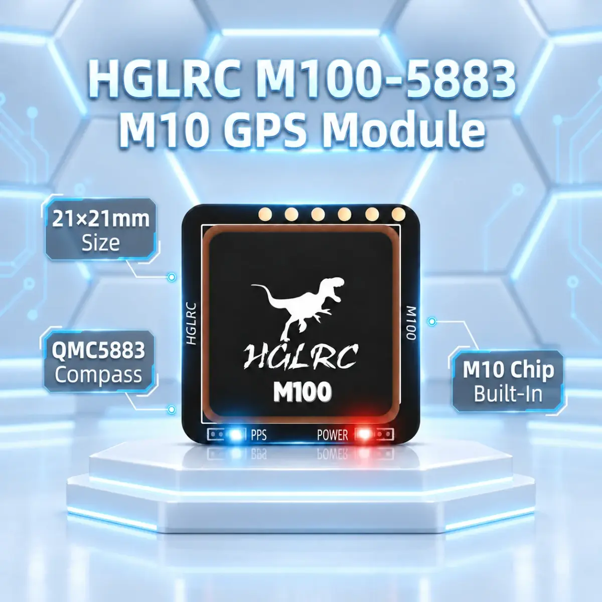 Módulo de Bússola GPS para Drone HGLRC M100-5883 M10 10Hz 115200bps Antena Cerâmica 72CH para Quadricóptero RC FPV com Navegação de Retorno ao Lar - 1