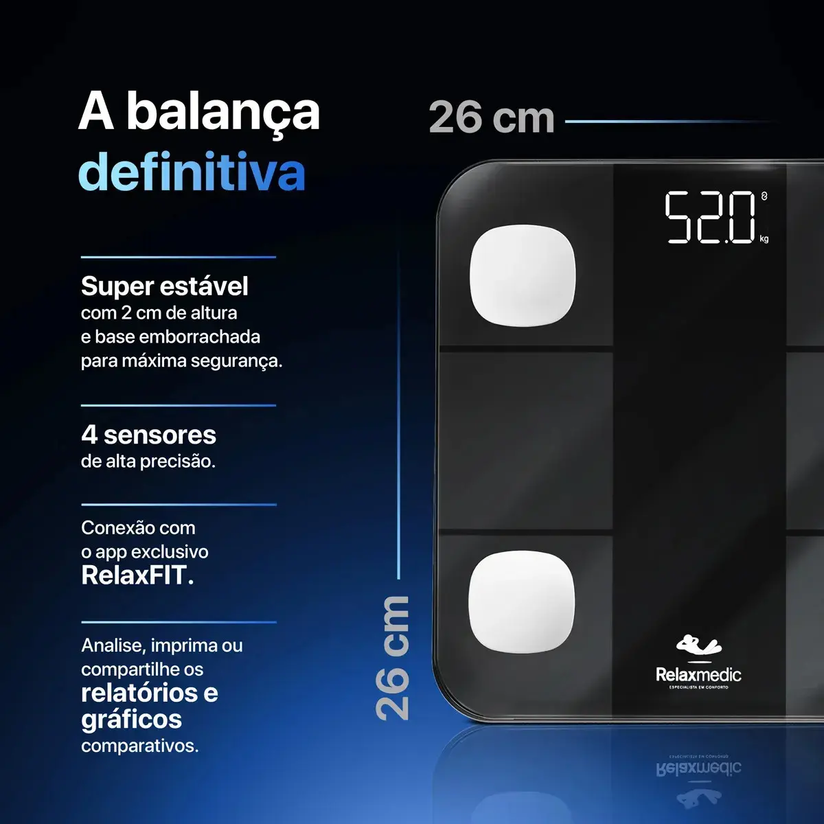 Balança Digital Corporal Bioimpedância Aplicativo Bluetooth Relaxmedic thumbnail 2