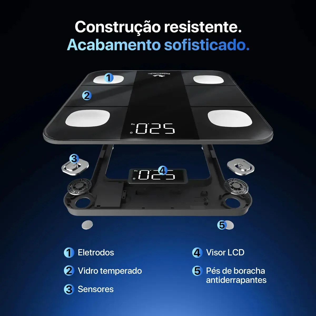 Balança Digital Corporal Bioimpedância Aplicativo Bluetooth Relaxmedic thumbnail 3
