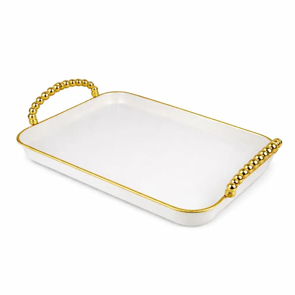 Bandeja De Plástico Resistente Com Alças No Tamanho 26x37,50Cm (Dourada) - 1
