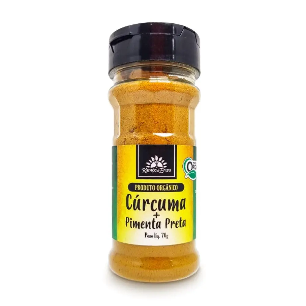 Cúrcuma com Pimenta Preta Orgânica Frasco 70g Kampo de Ervas