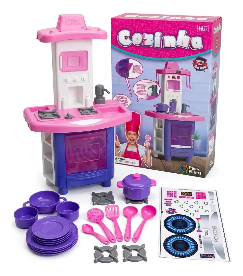 Kit Cozinha Fogão Infantil De Brinquedo Completa Sai Água - 1