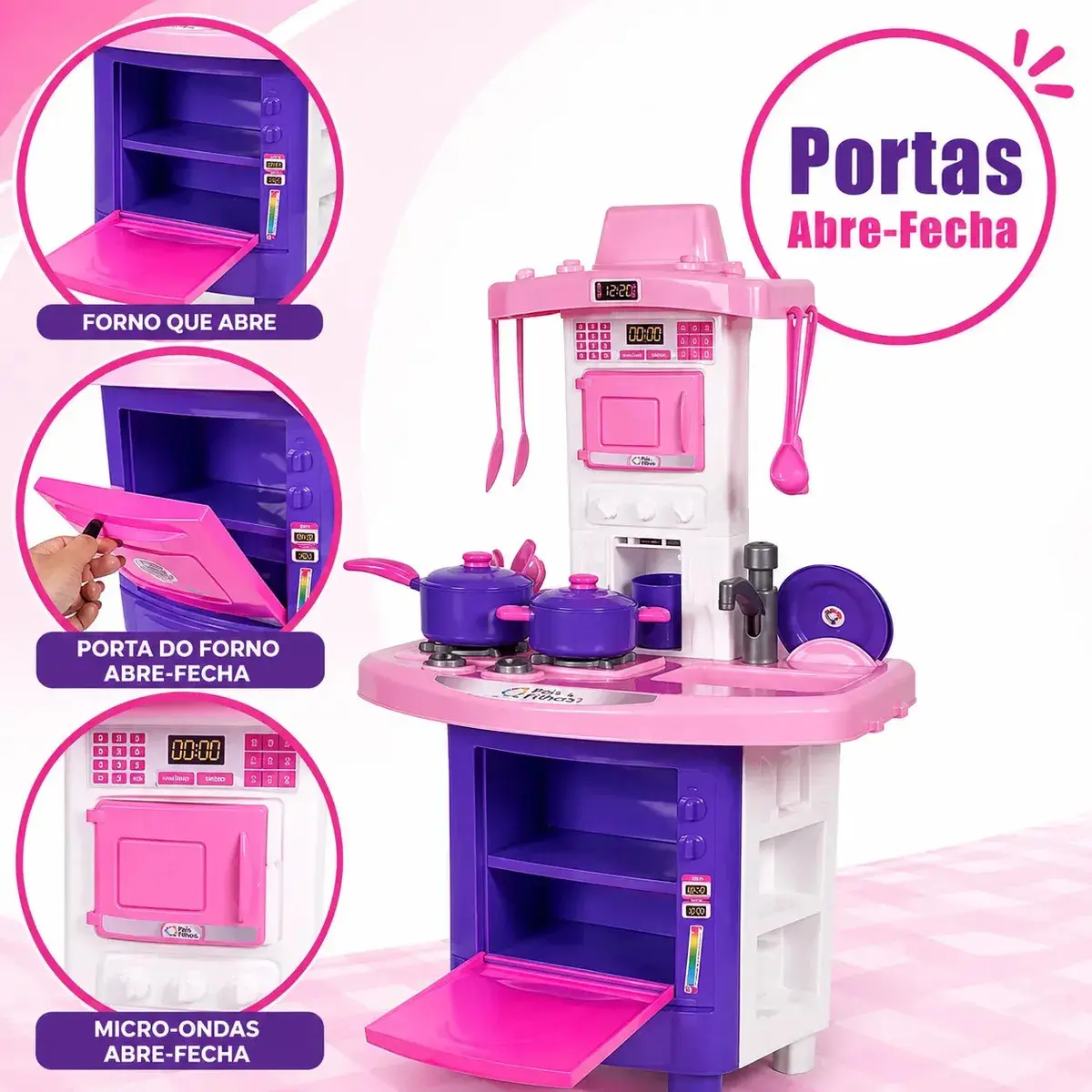 Kit Cozinha Fogão Infantil De Brinquedo Completa Sai Água thumbnail 5