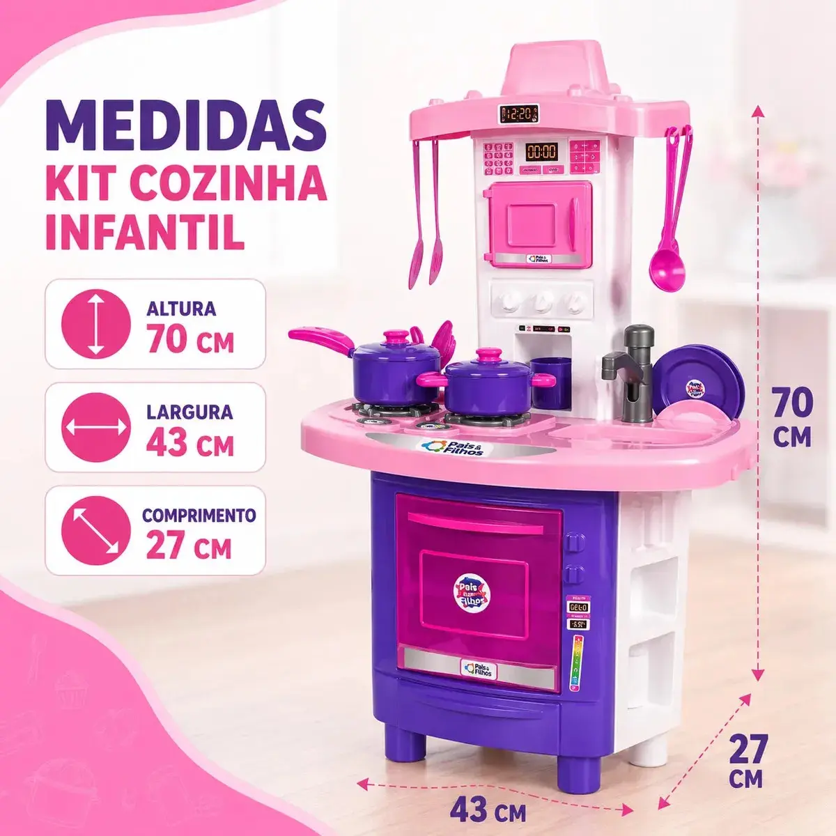 Kit Cozinha Fogão Infantil De Brinquedo Completa Sai Água thumbnail 6