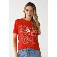 Camiseta Colcci Reta Estampada Vermelha