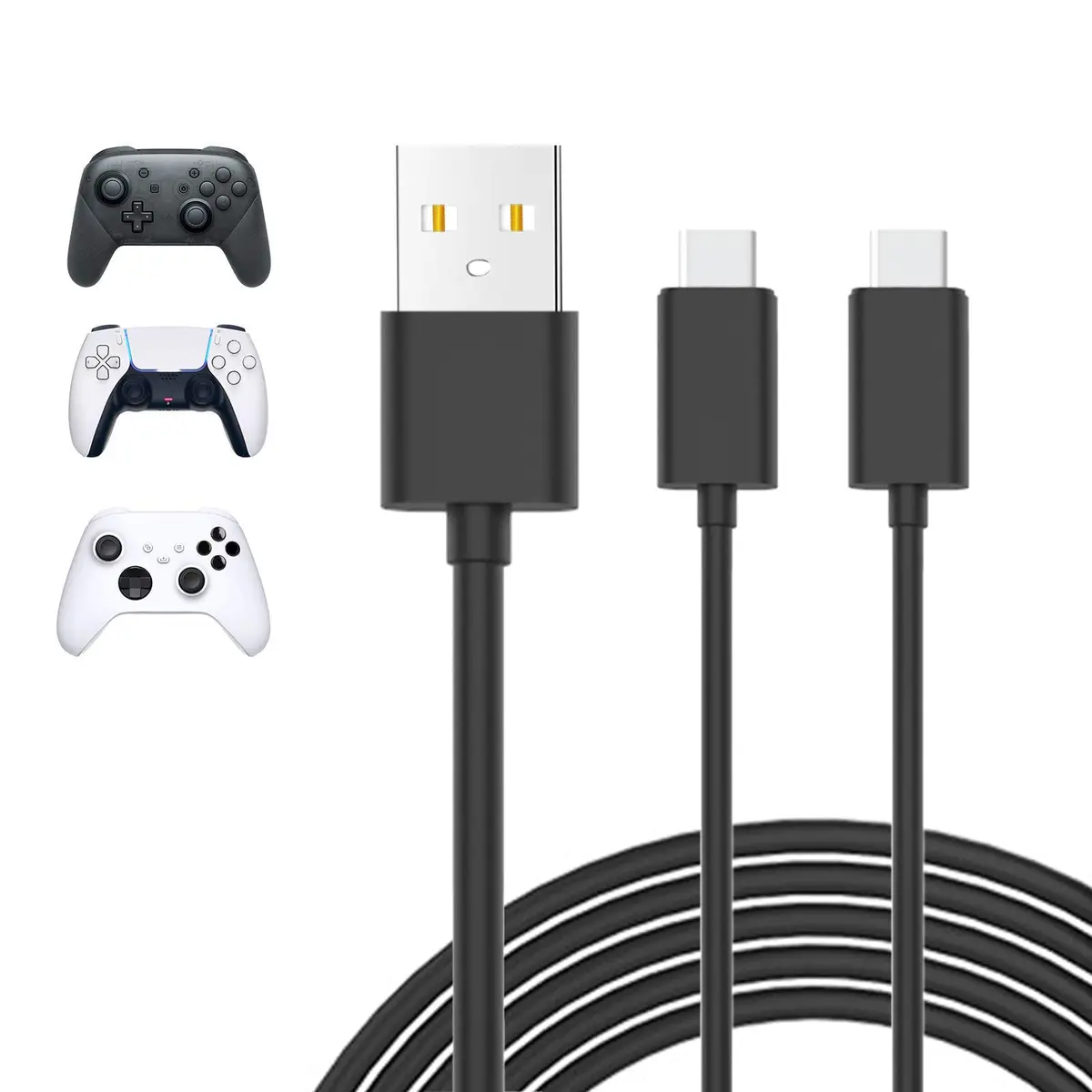 Cabo de carregamento para PS5 e Xbox Series X/S Controller/Switch Pro Controller, cabo de carregamento USB de reposição Portas tipo C de nylon trançado Acessórios para PS5 / Xbox Series X - 1