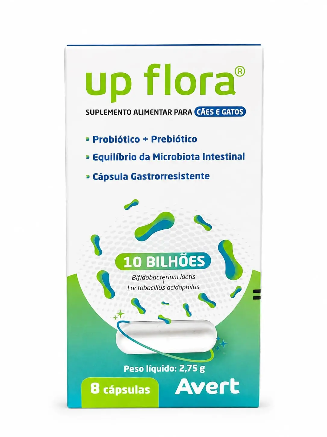 Up Flora Probiótico Suplemento Cão E Gato 8 Cápsulas Avert - 1