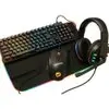Kit Gamer Teclado Semi-mecânico RGB, Mouse RGB, MousePad LED Preto, Mousepad Mundo, Headphone Fone - 1
