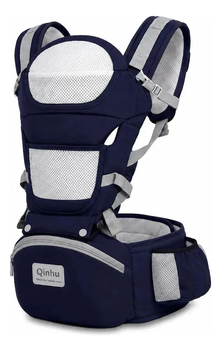 Canguru Qinhu Seguro Ergonômico C/ Apoio Na Cintura Pronta Cor Azul Marinho