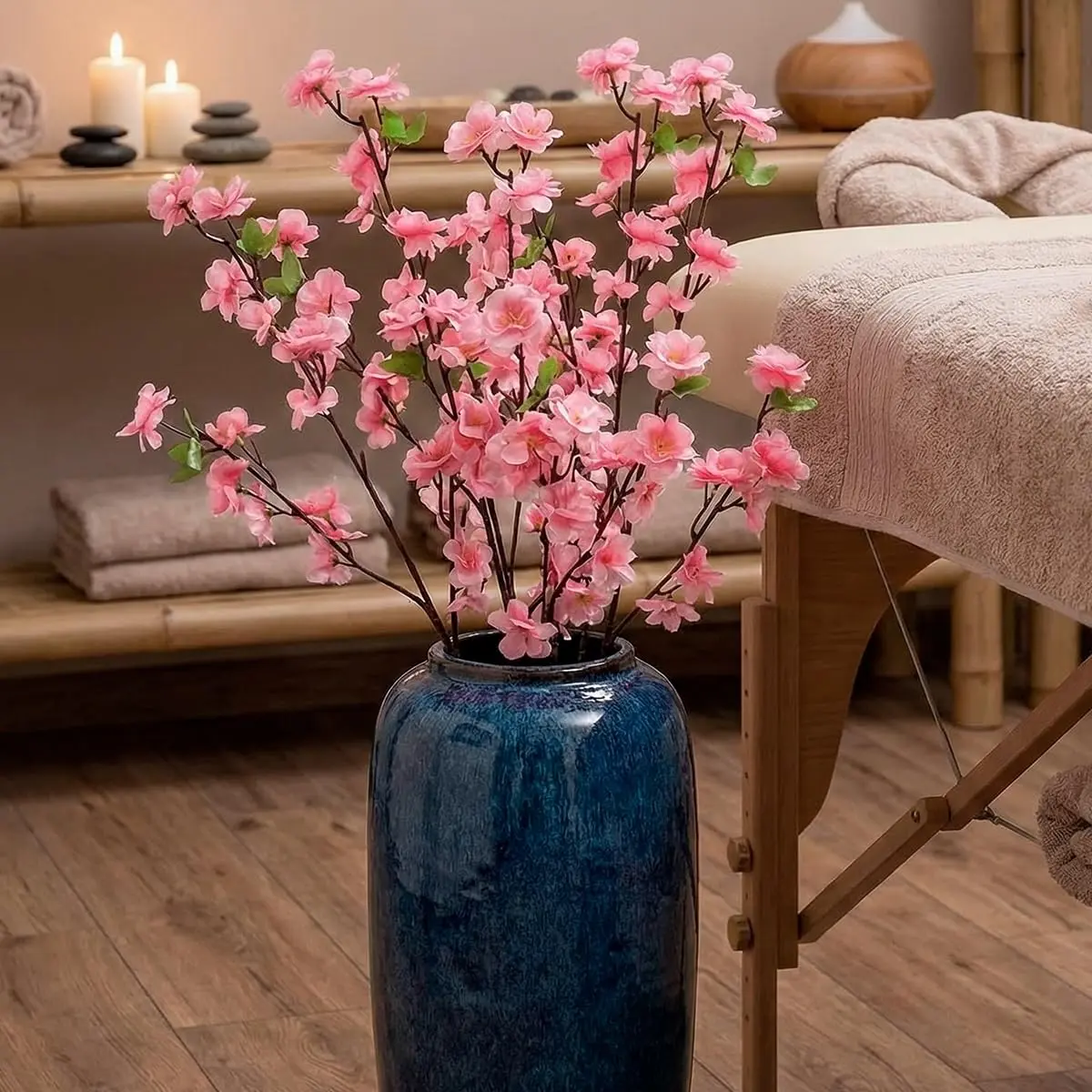 Decolab Kit 10 Galhos de Flor de Cerejeira Artificial 120 cm Rosa | Pétalas em tecido e hastes flexíveis com arame interno. Indicadas para vasos, eventos e decoração Oriental.