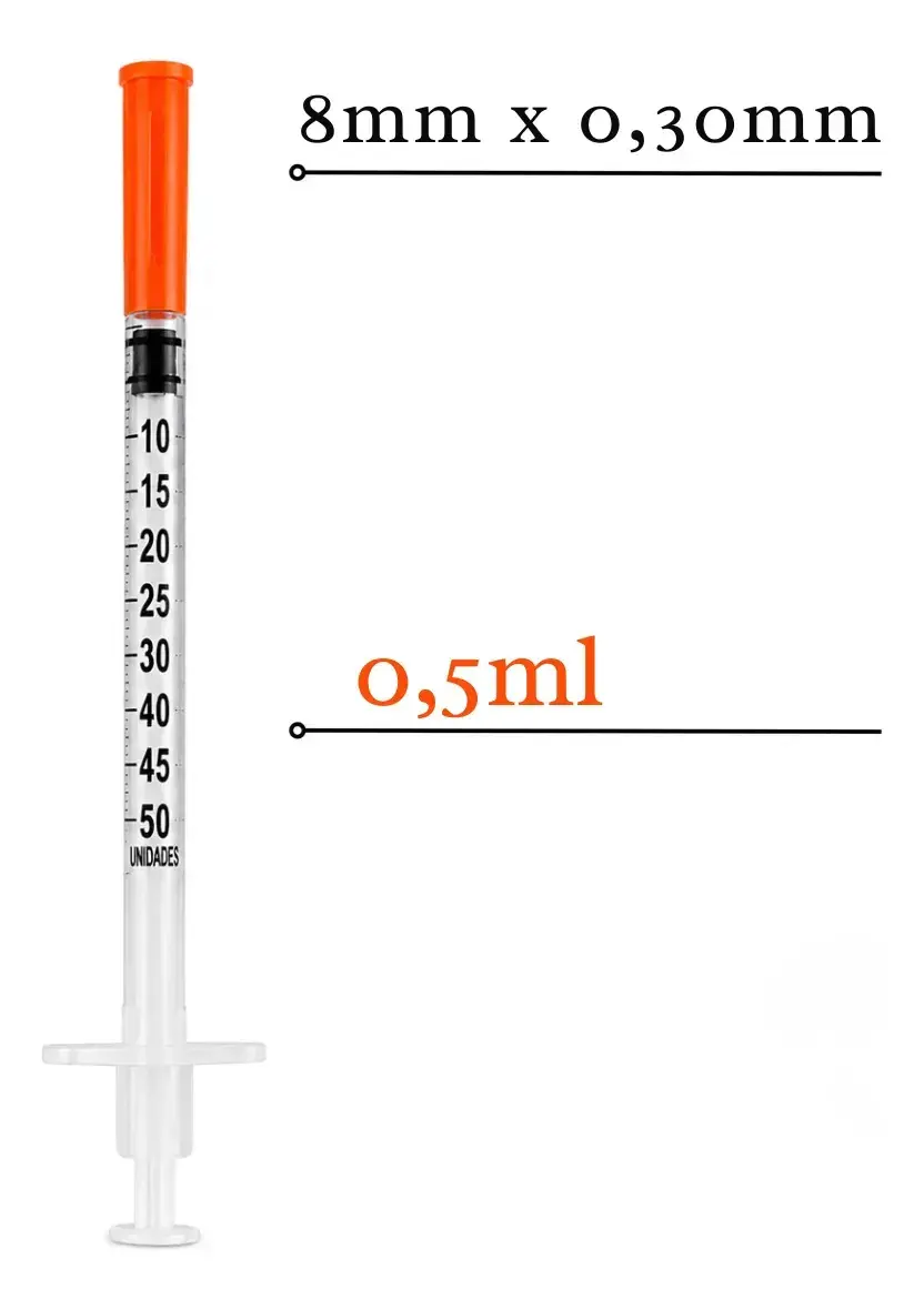 Kit 30 Seringas Insulina 0,5ml C/agulha Fixa 8mm X0,30m Sr 0.5 Ml thumbnail 5