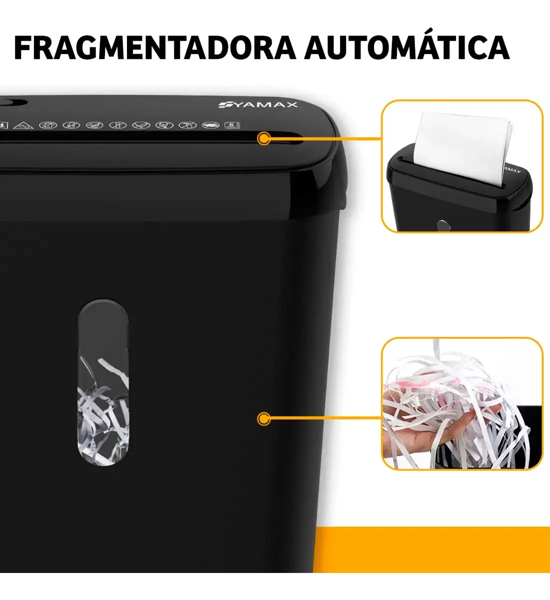 Fragmentadora De Papel Yamax S0608s Compacta 8l 6 Folhas Tiras thumbnail 6
