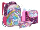 Mochila Infantil Unicornio Lancheira Estojo Garrafa Menina - 1