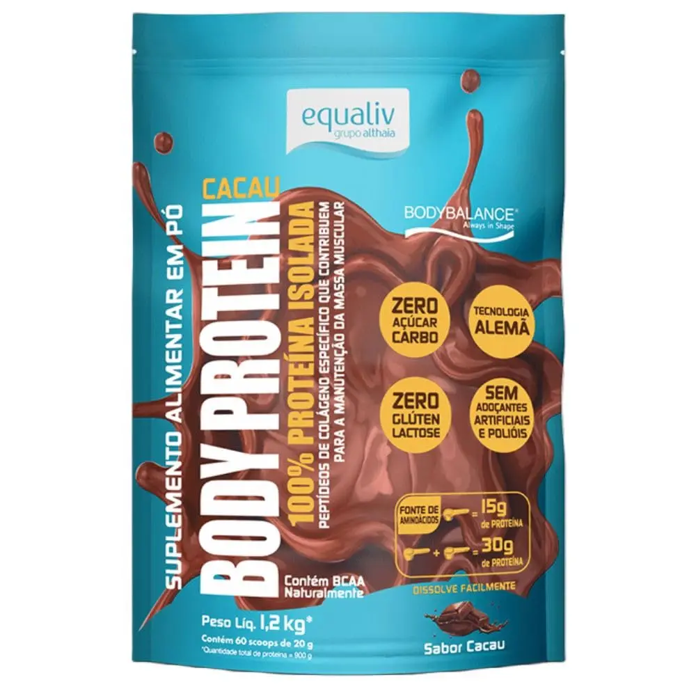 Equaliv Body Protein Cacau 1.2kg Pouch – Proteína de Colágeno Hidrolisado – Alta Absorção e Sabor para Treinos e Bem-Estar