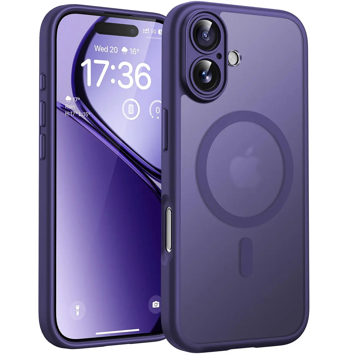 TOCOL Capa Capinha para iPhone 17 Case 6.3 Pol, Roxo Escur | Compatível com MagSafe, Tampa da Câmera, Proteção Total e Militar, Antichoque, Anti-impressões, Fosco Translúcido