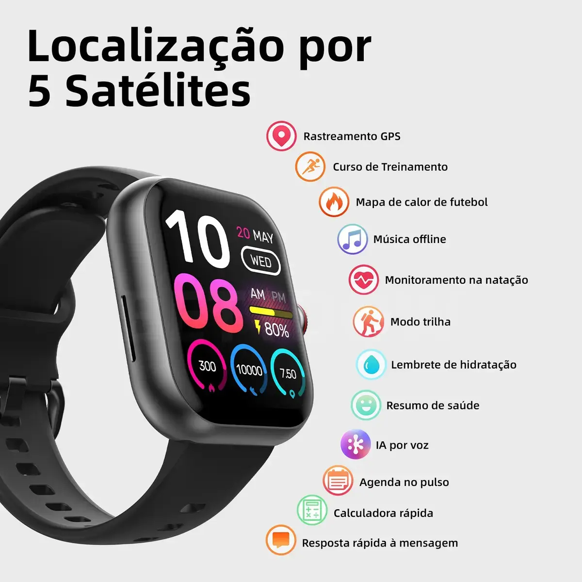 Smartwatch Bettdow Fb055 1.85" Esportivo Ia Gps 3atm Música Preto thumbnail 2