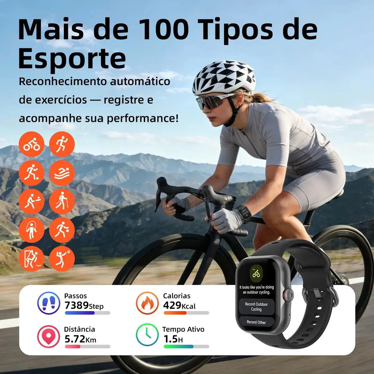 Smartwatch Bettdow Fb055 1.85" Esportivo Ia Gps 3atm Música Preto thumbnail 6