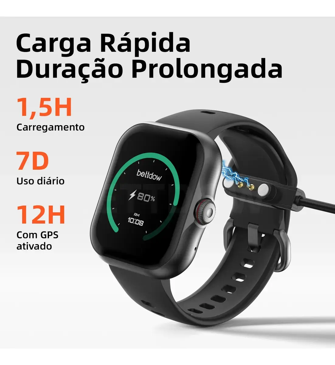 Smartwatch Bettdow Fb055 1.85" Esportivo Ia Gps 3atm Música Preto thumbnail 7