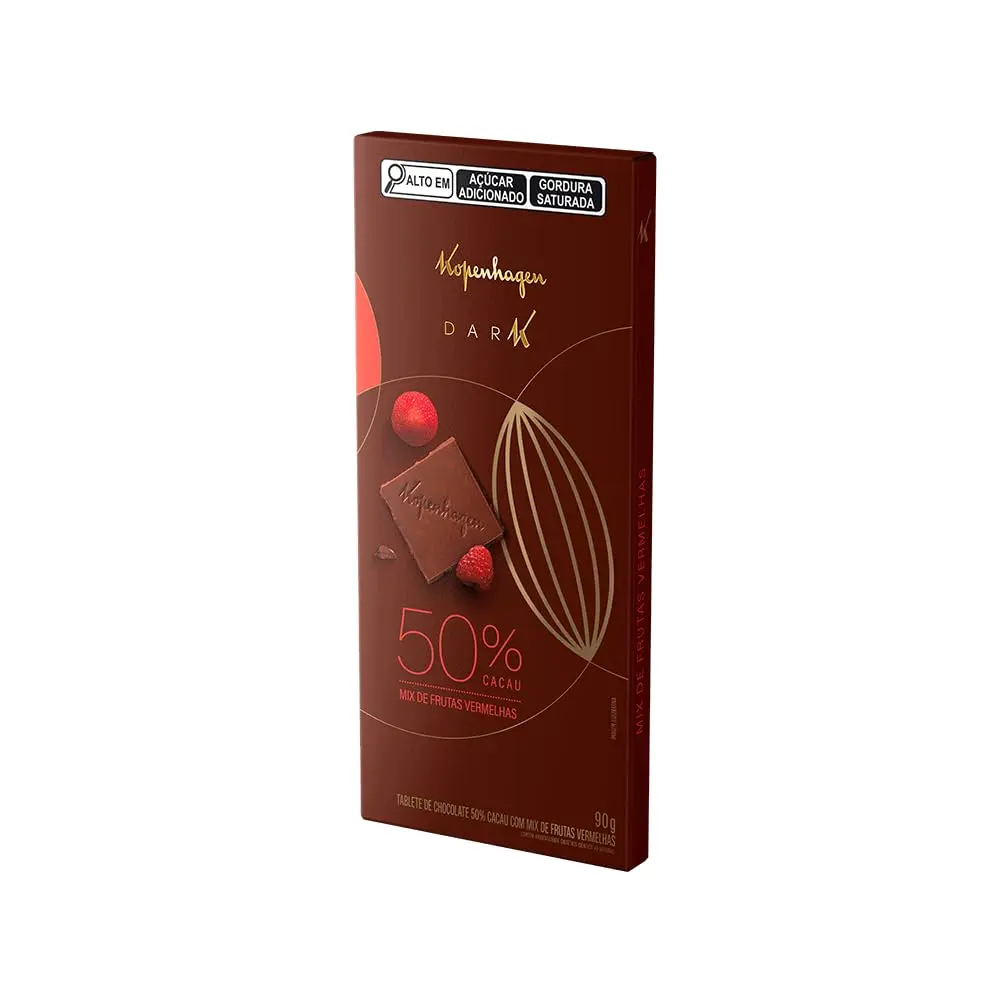 Chocolate Kopenhagen Tablete 50% Amargo Frutas Vermelhas 90G