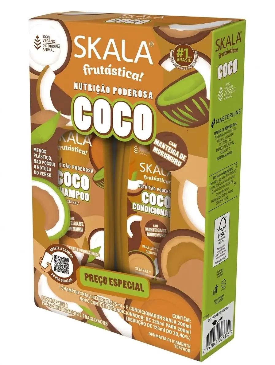 Kit Shampoo 325Ml+ Condicionador 200Ml Skala Coco | Nutrição intensa