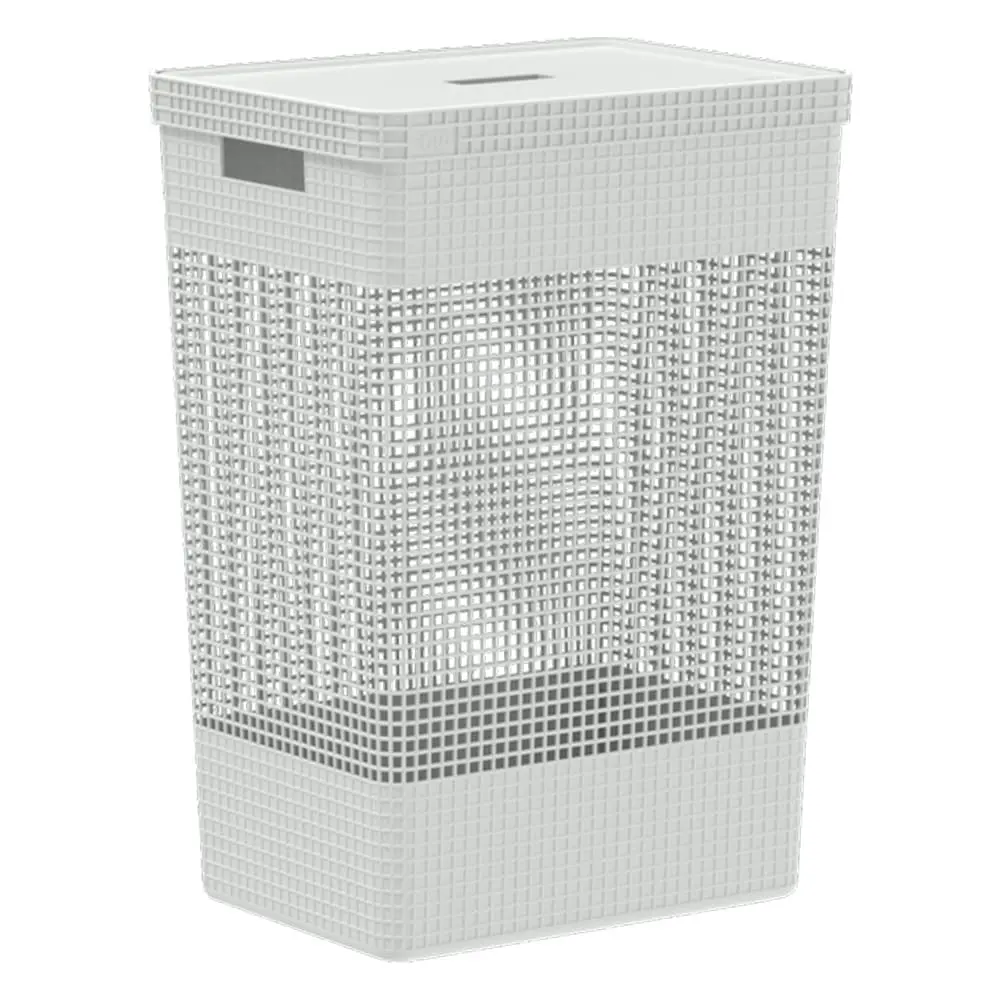 Ou Cesto de Roupas com Tampa 49L Branco Linha Grid