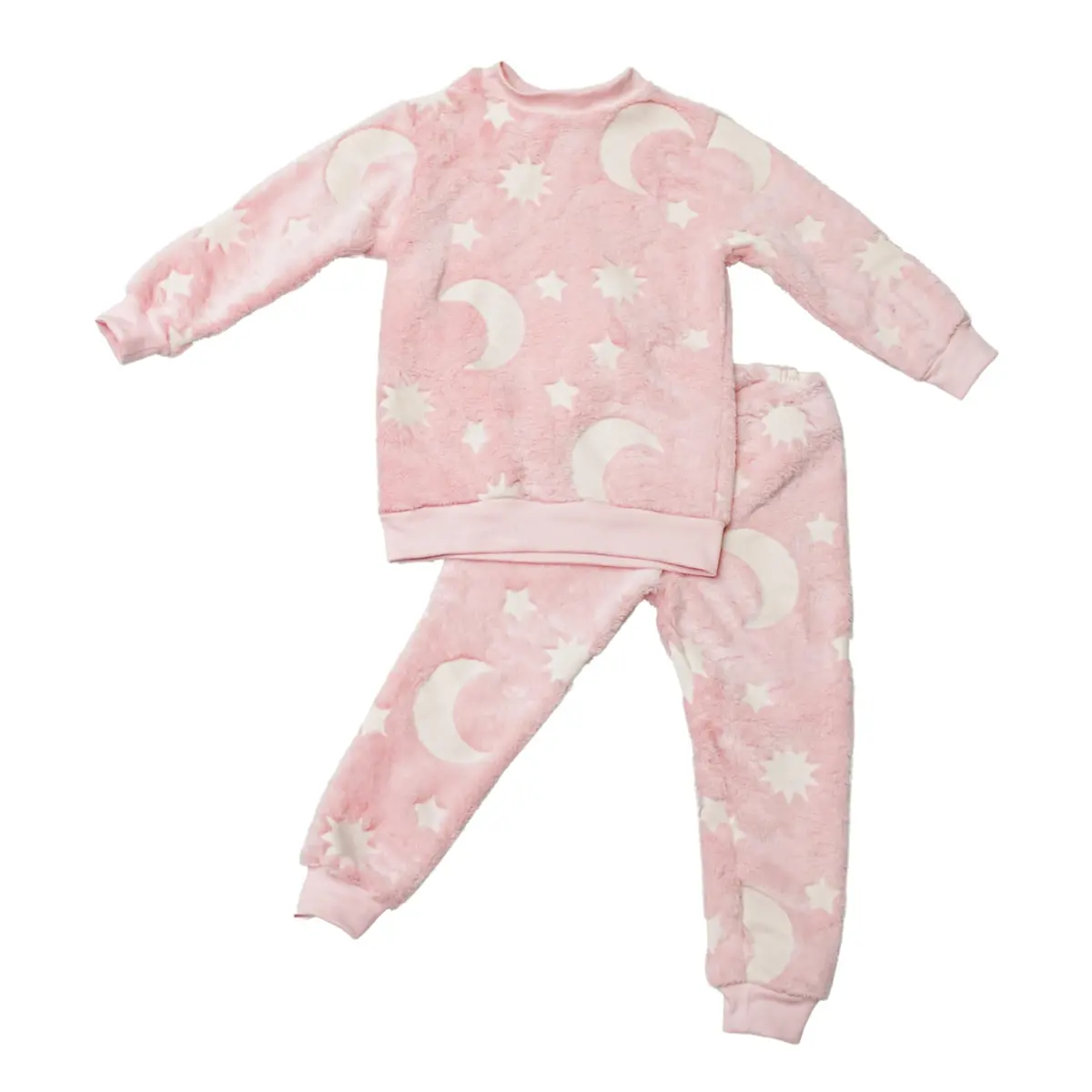 Conjunto Fleece menina, manga longa, Pijama roupa infantil, brilha no escuro, TAM. 04 - 1