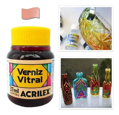 Verniz Vitral Acrilex Cor De Pele 547 Uso Em Vidro Porcelana Cerâmica 37ml - 1