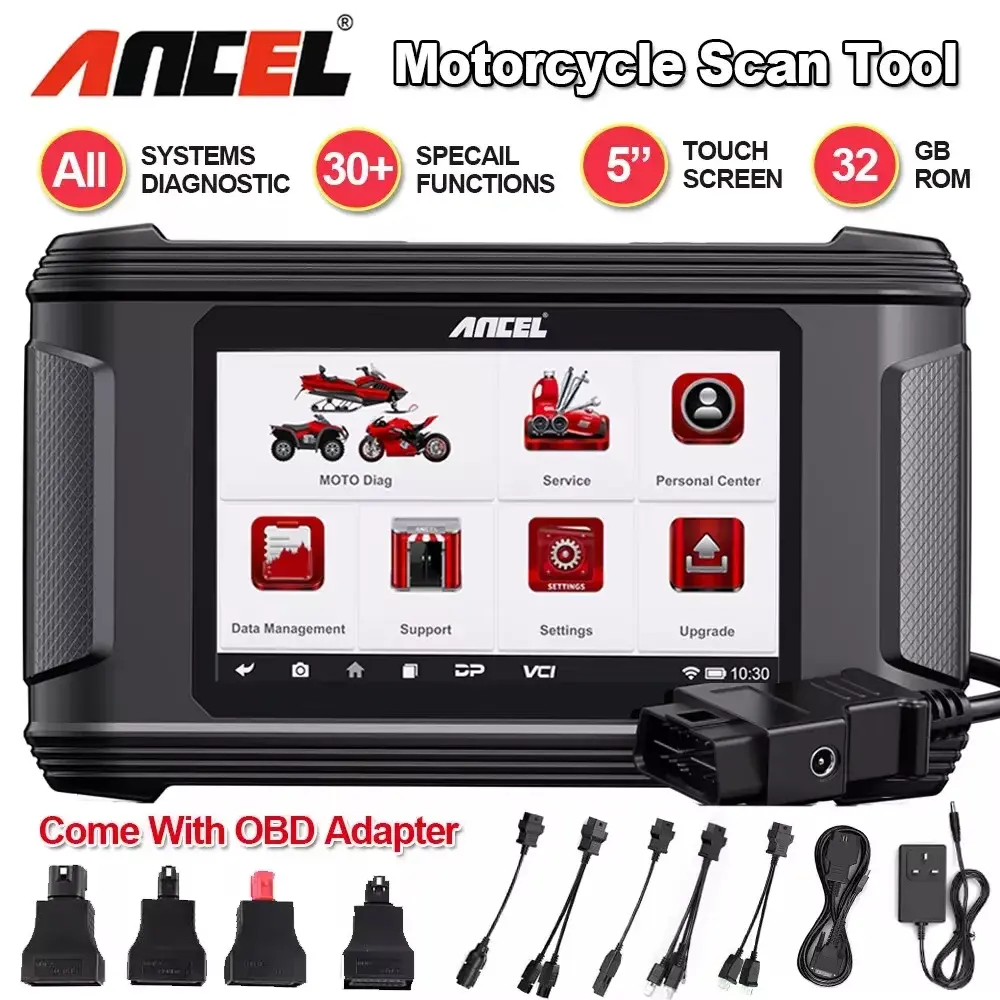 Scanner de Diagnóstico para Motocicletas ANCEL MT500 Pro para Harley Davidson Indian, Sistema Completo, Sangria de Óleo ABS, Redefinição OBD2, Scanner para Motocicletas - 1