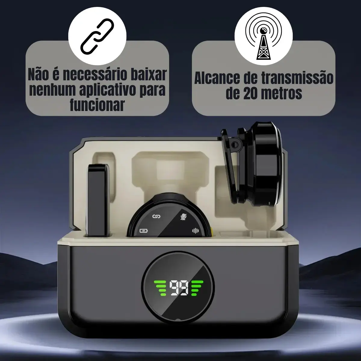 Microfone Lapela Mymotors Preto Sem Fio Tipo C thumbnail 2