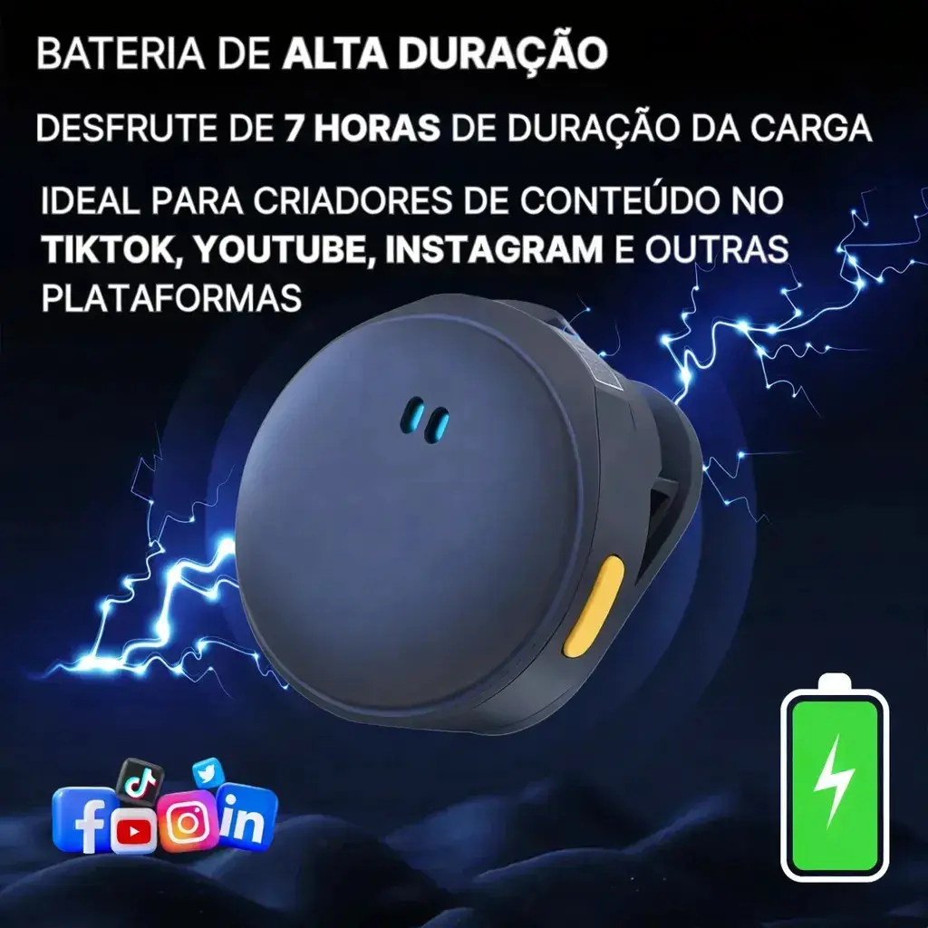 Microfone Lapela Mymotors Preto Sem Fio Tipo C thumbnail 4