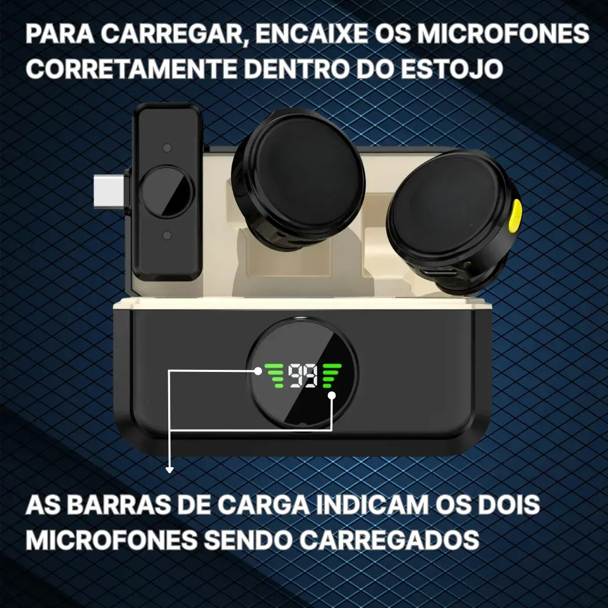 Microfone Lapela Mymotors Preto Sem Fio Tipo C thumbnail 5