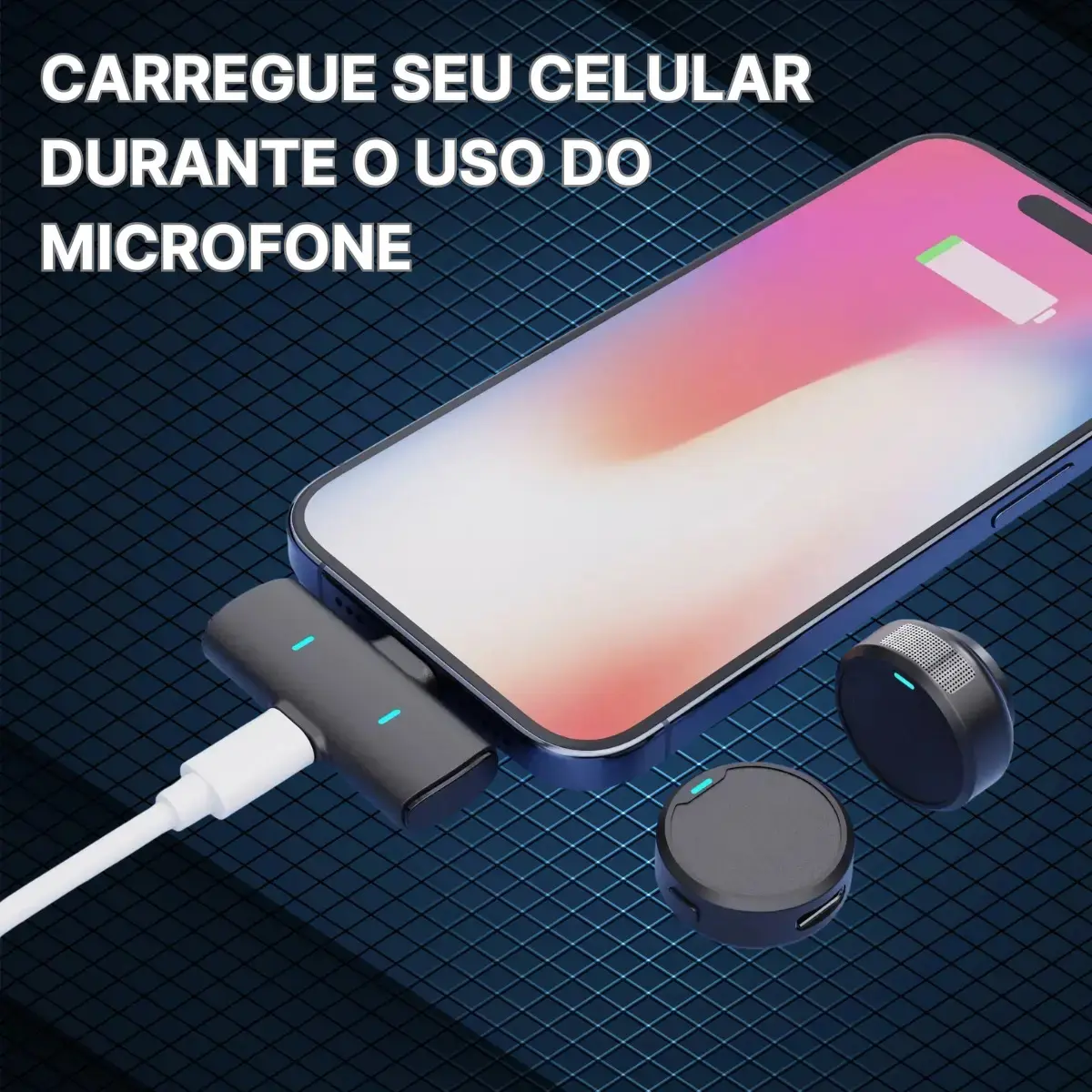 Microfone Lapela Mymotors Preto Sem Fio Tipo C thumbnail 6