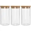 Kit 3 Potes de Vidro 1000ml com Tampa de Bambu - 1