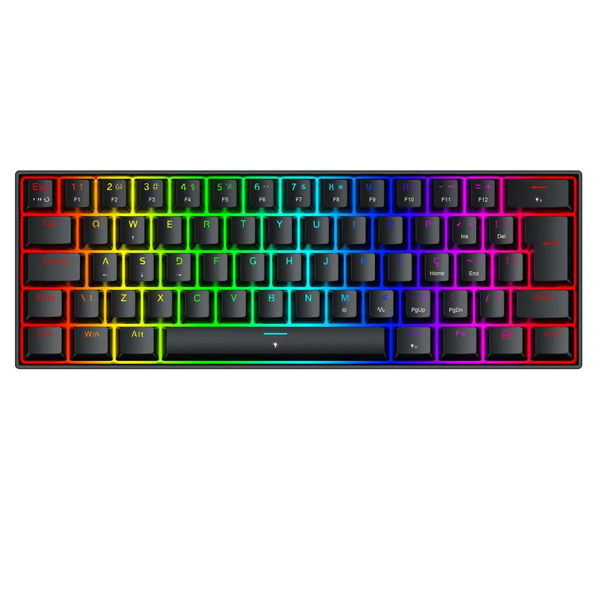Teclado Magnético Gamer Redragon Fizz RGB Preto 60% Polling Rate 8K Rapid Trigger Switch Linear K617RGB-M