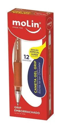 Molin Caneta Gel Grip - 0,7mm - Cor Chocolate - Caixa com 12 Unidades