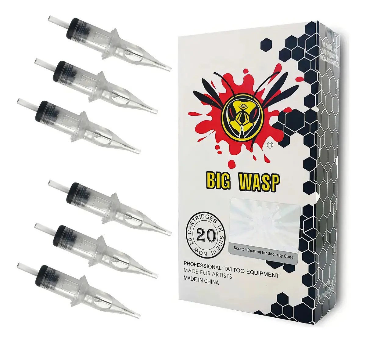 20 Cartuchos Big Wasp Máquina Rotativa Tattoo Pen- Traço Calibre Da Agulhas 1005 - 1