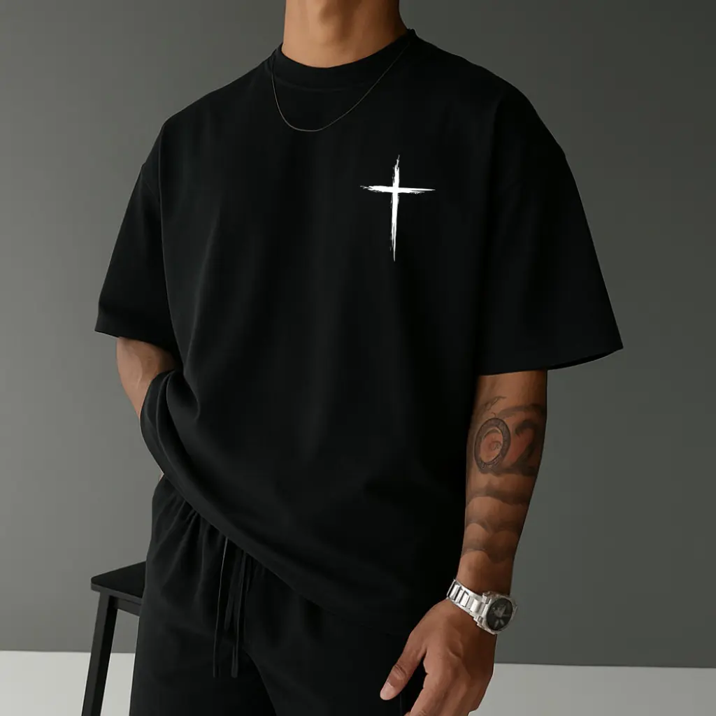 Camiseta Masculina Streetwear Cruz Camisa Tecido 100% Algodão Premium Envio Imediato