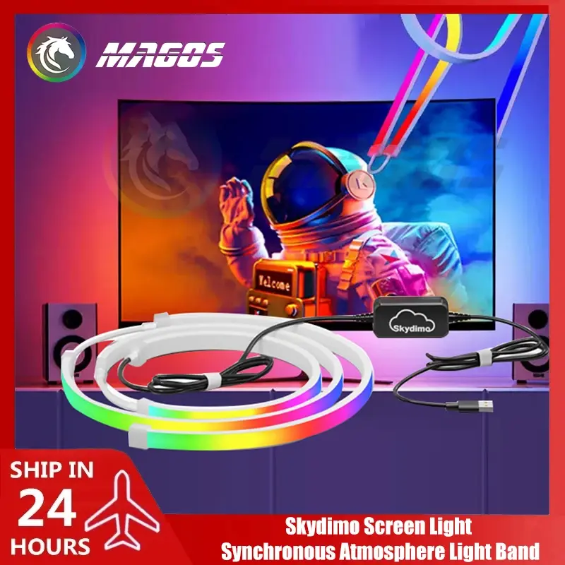 Skydimo monitor ambbilight luzes pc e-sports gamer tira rgb ambiente, display de computador desktop aura led 5v usb controle de software