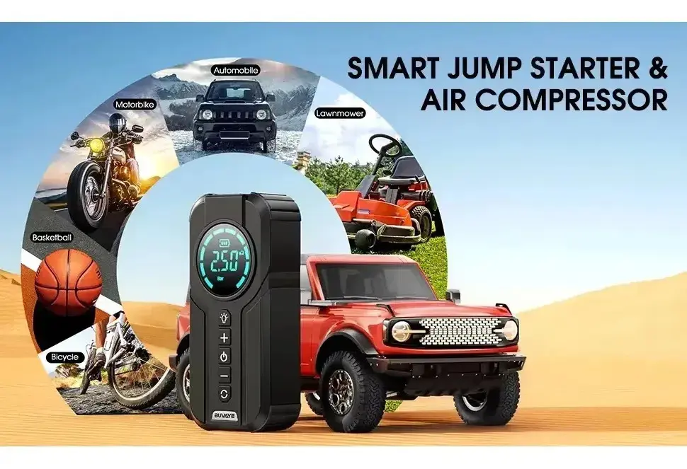 Auxiliar Partida Bateria Portátil Compressor Pneu Moto Bike thumbnail 3