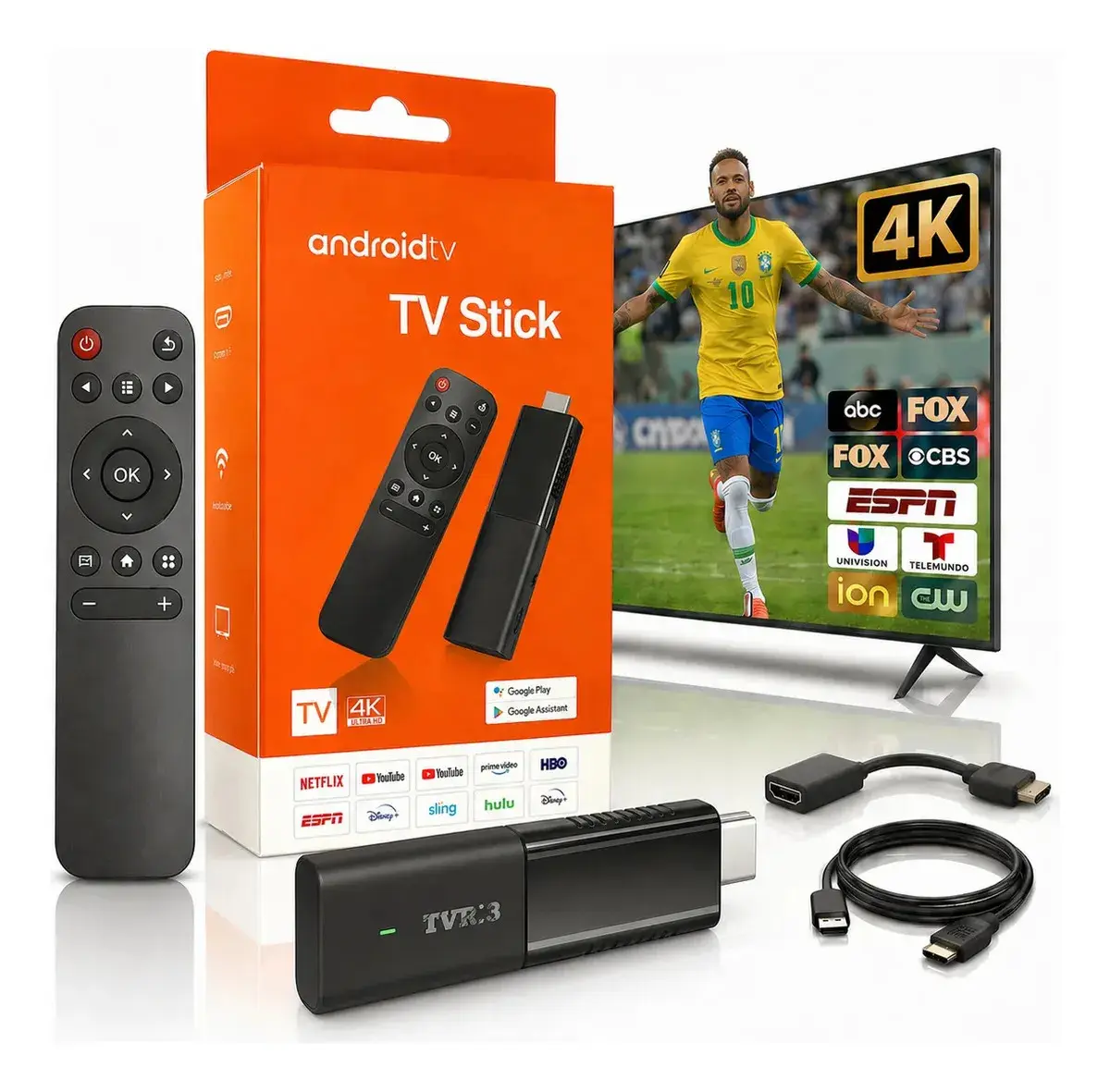 Tv Stick 4k Hdmi Wi-fi 16gb Android Tv Full Hd Smart Televisão Controle Filmes Pro Familar - 1