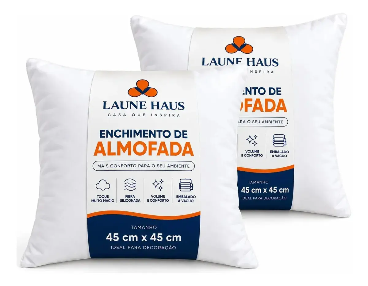 Kit 2 Enchimento Almofada Refil 45x45 Fibra Siliconada Premium Impermeável