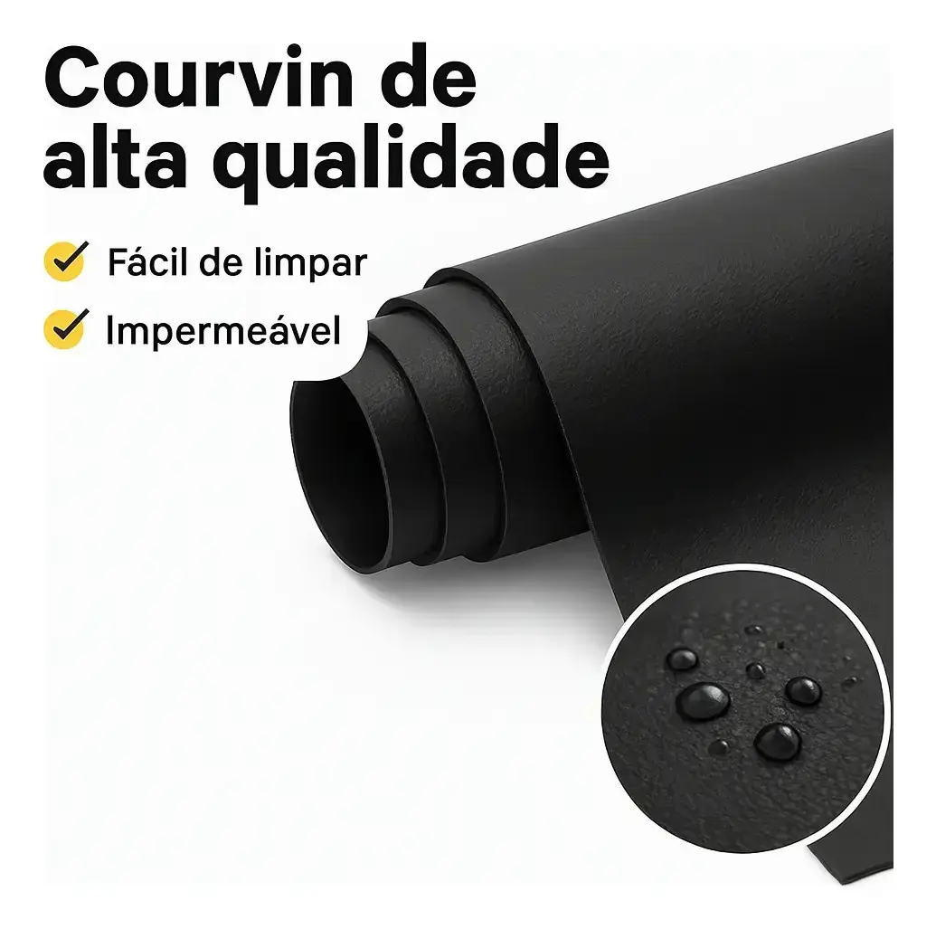 1 Metro - Tecido Courvin Sintético Automotivo Estofado Preto thumbnail 2