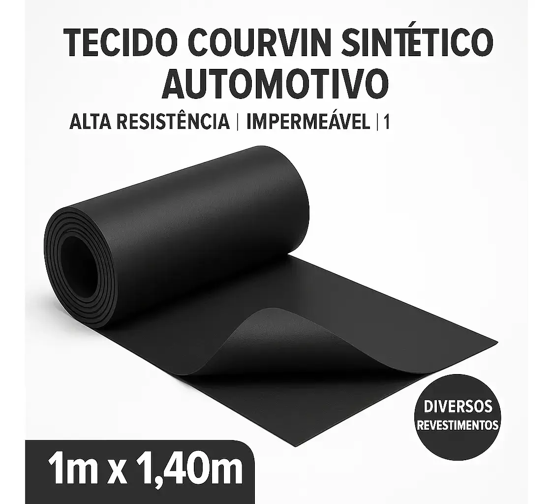 1 Metro - Tecido Courvin Sintético Automotivo Estofado Preto thumbnail 6