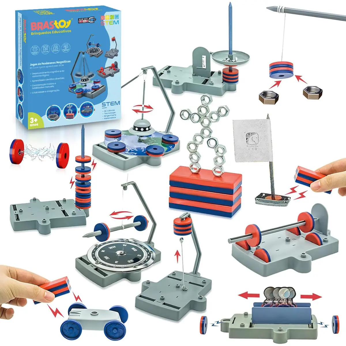 Brastoy Ciência Magnéticos Educativo STEM Brinquedo Infantil (12 em 1) - 1