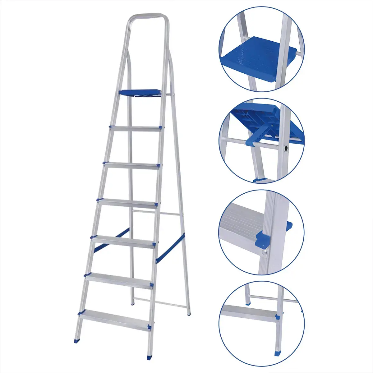 Escada De Aluminio Tesoura Reforçada Mor Com 7 Degraus - 1