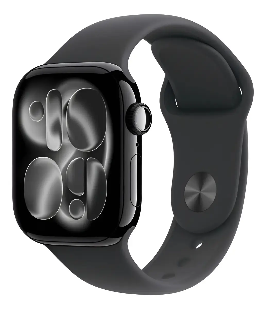 Apple Watch Series 11 GPS - Caixa preta brilhante de alumínio – 42 mm - Pulseira esportiva preta – P/M