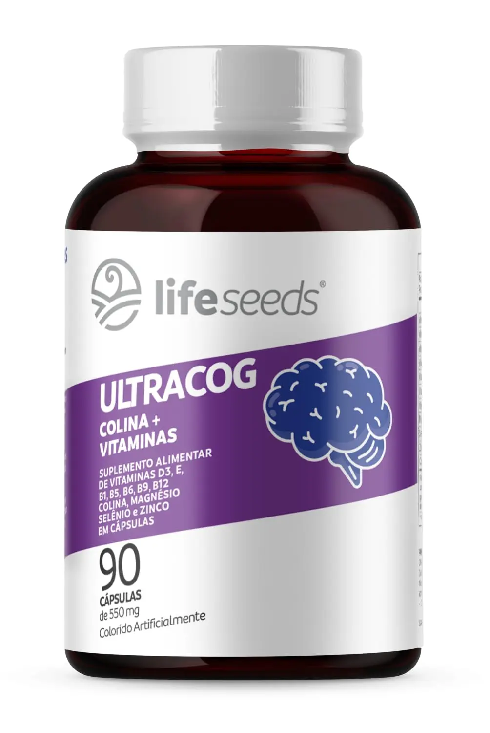 ULTRACOG - Colina 400mg + Vitaminas D3, E, B1, B5, B6, B9, B12, Magnésio, Selênio e Zinco – 90 Cápsulas - 1