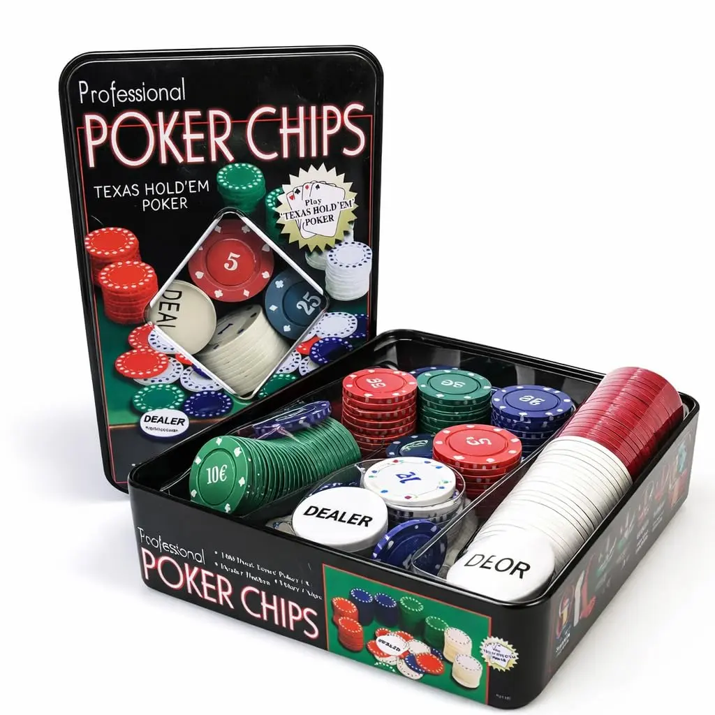 Kit Poker 100 Fichas Profissional + Botão Dealer – Fichas Coloridas para Texas Hold’em, Jogos de Cartas e Cassino – Estojo Compacto