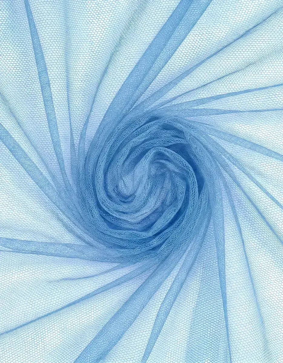 Tule 10 Metros X 1,20m Em Poliéster Para Festa - Delfim Azul-celeste Liso
