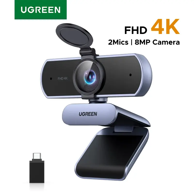 Webcam 4K FHD 1080P 8MP para PC, Foco Automático PDAF, Microfones Duplos com Cancelamento de Ruído por IA, Câmera de Webcam Funciona para Zoom/Teams/Google Meet - 1
